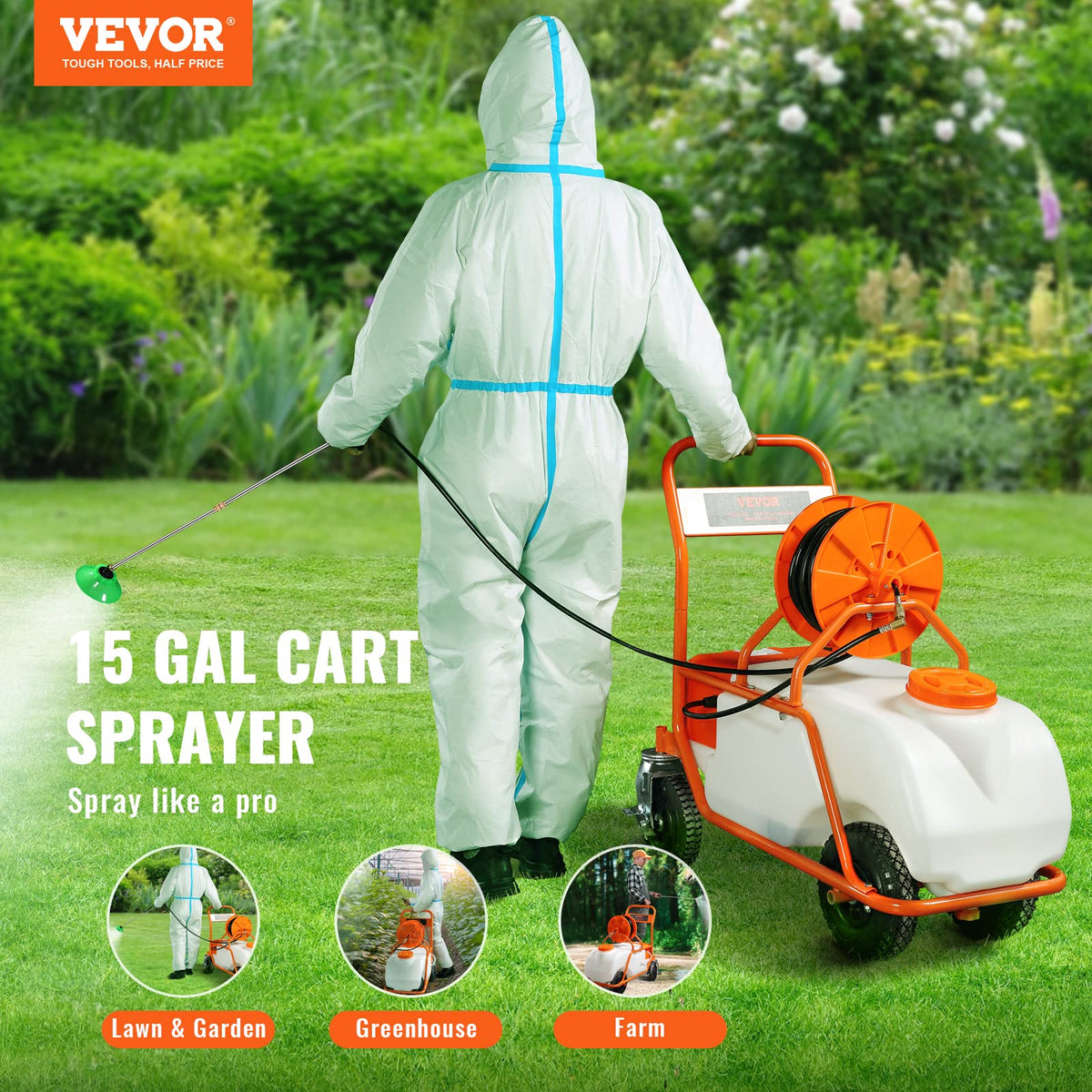 15 Gallon Battery Powered Garden Weed Sprayer with Surfactant J723