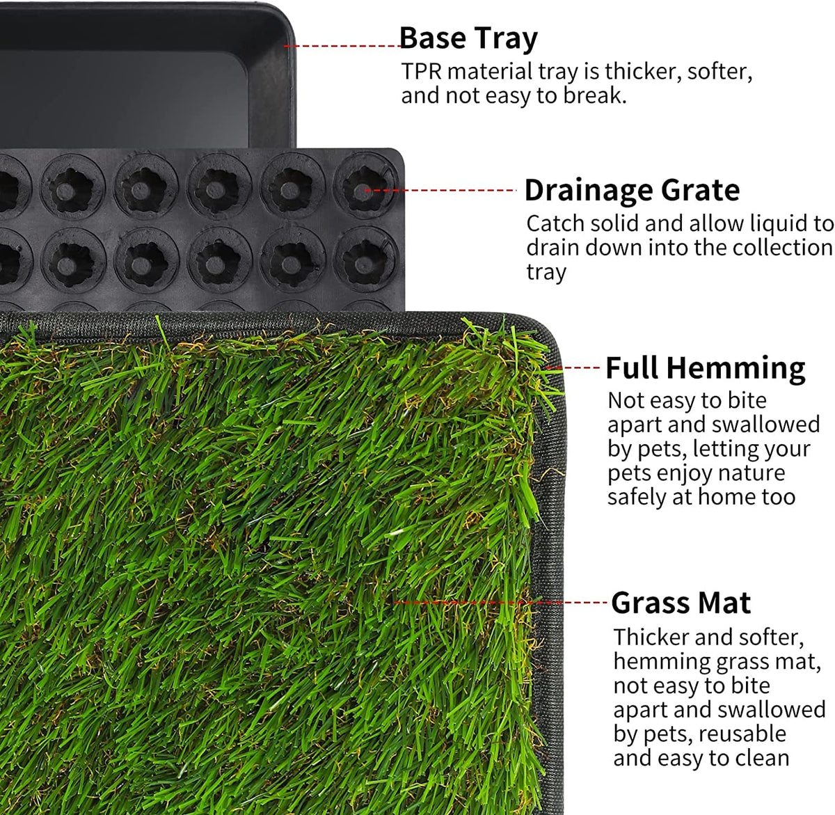 Dog Grass Pad with Tray 40''X27.5'' Artificial Turf Potty I699