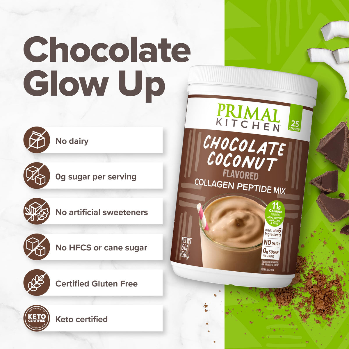 Chocolate Coconut Collagen Peptides Drink Mix 20 Ounces U503180