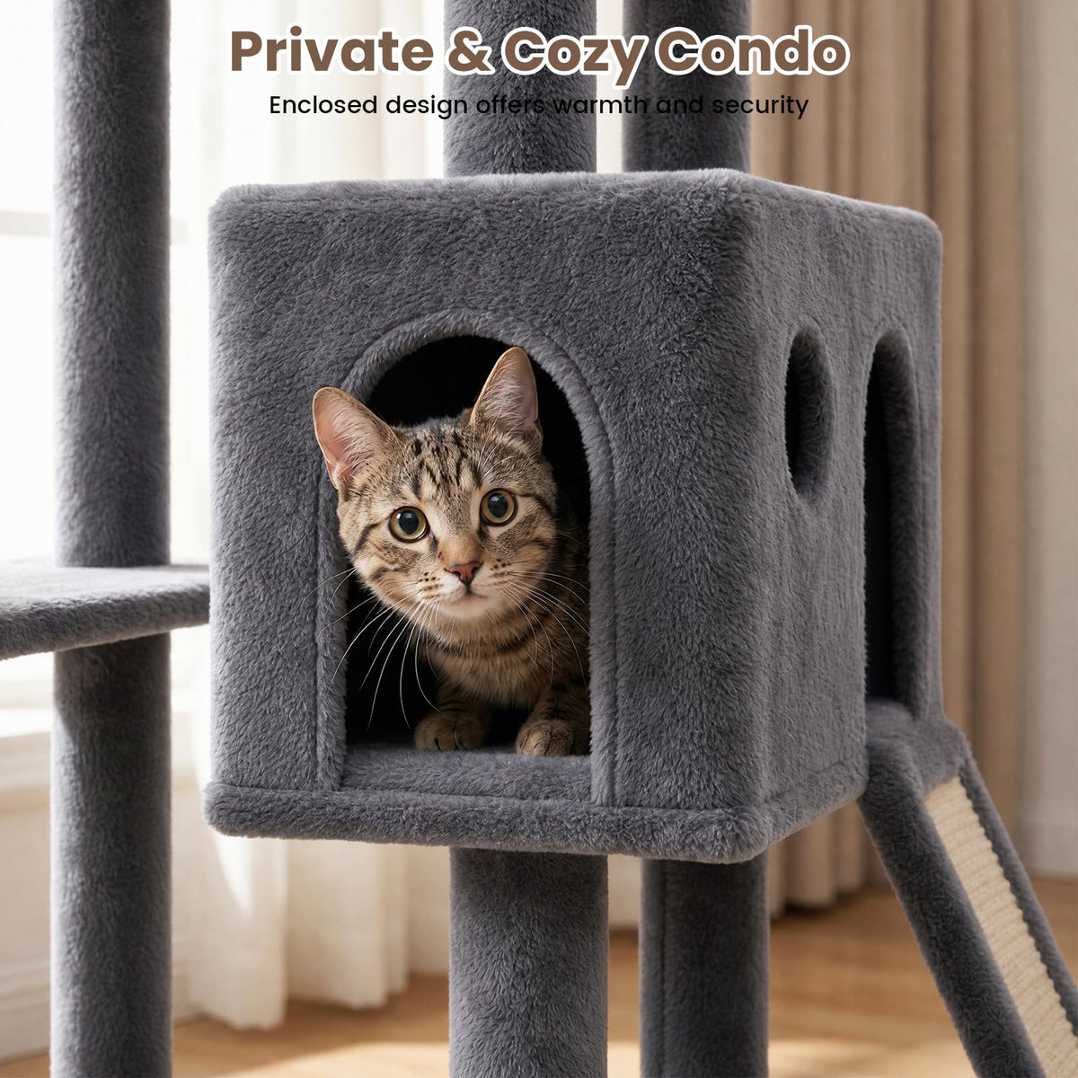 70 Inches Indoor Cat Tree with Ladder H70400