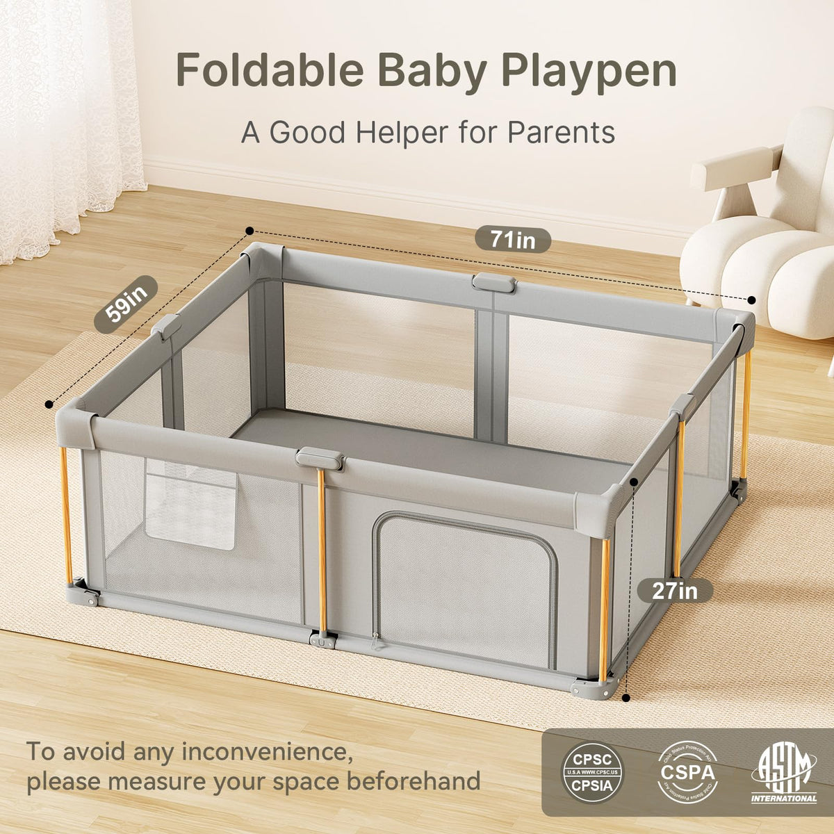 Foldable Baby Playpen with Mat N685432
