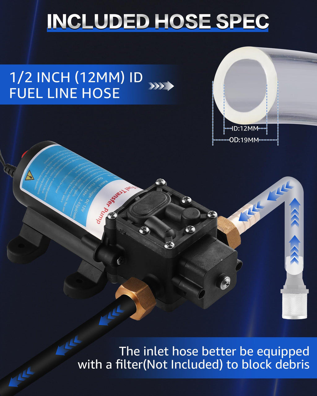 12V Gasoline Transfer Pump Set 3.4 GPM F545215