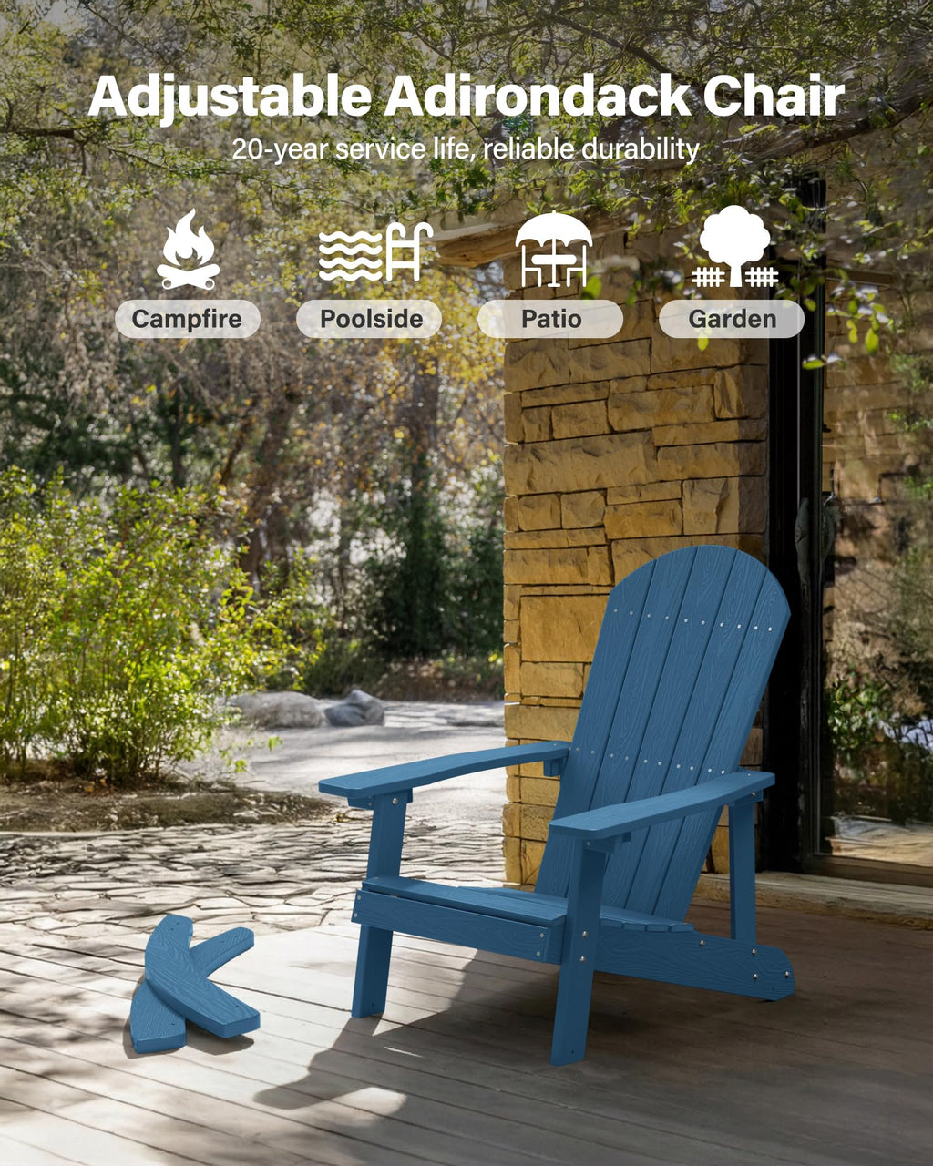 Navy Blue All-Weather Resistant Adirondack Rocking Chair Set of 2 R157073
