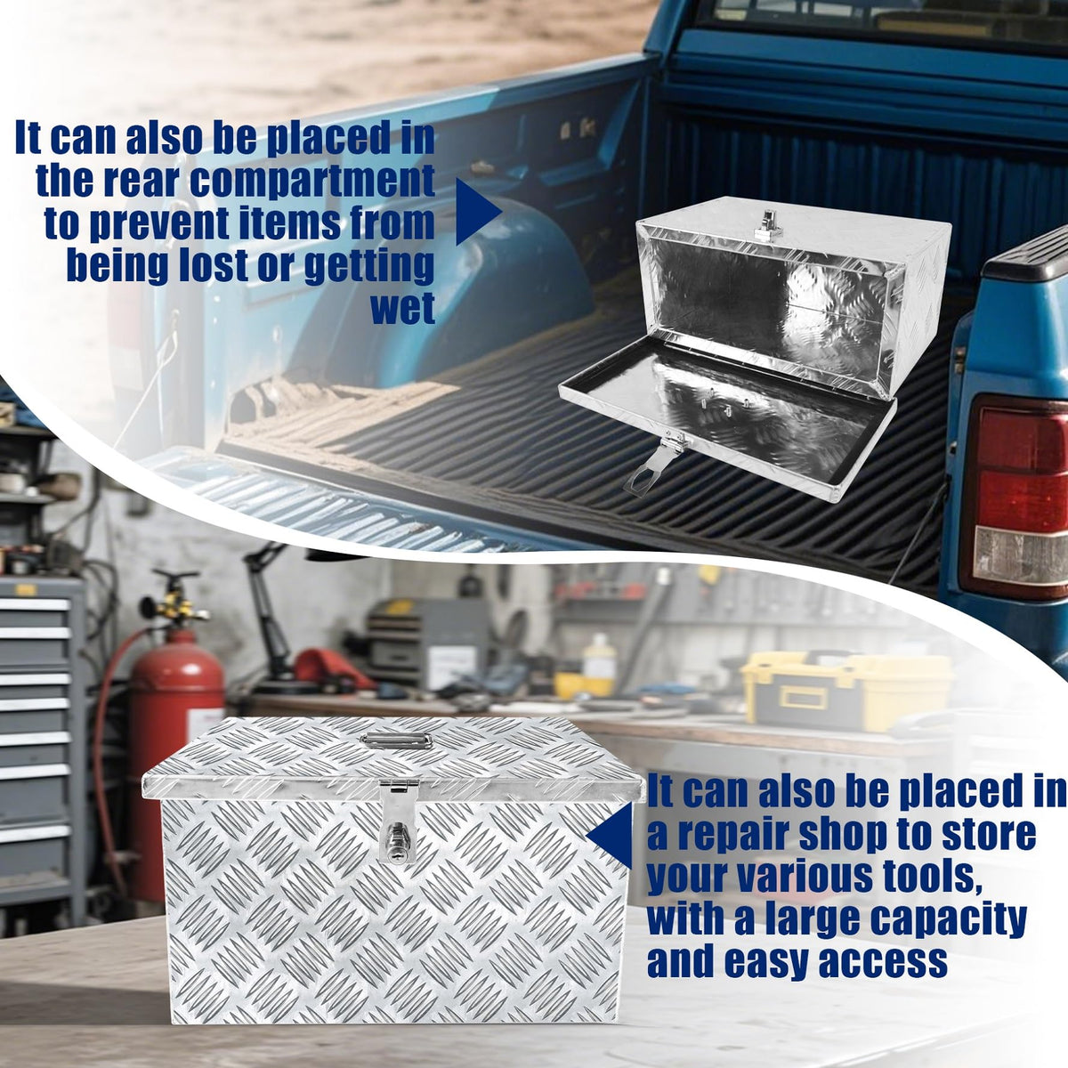 16 Inch Aluminum Waterproof Truck Bed Toolbox with Lock and Keys N503
