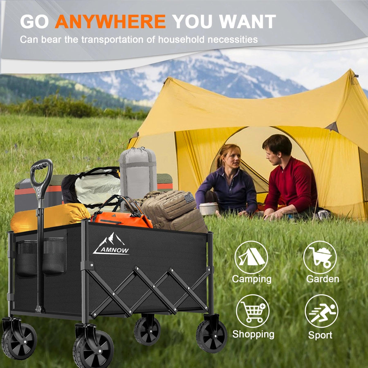 100L Collapsible Wagon Cart with All Terrain Wheels L3581