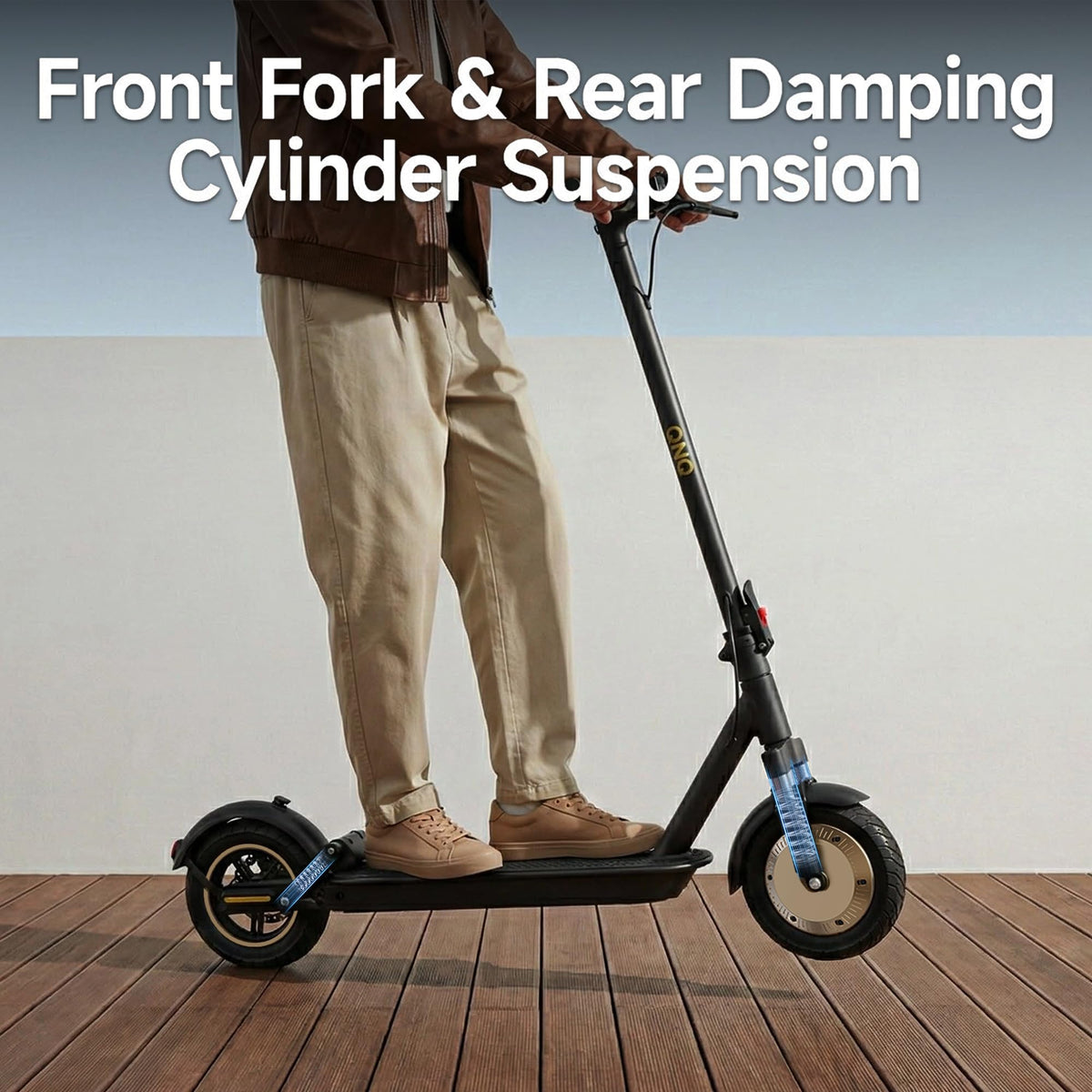 Electric Scooter with Solid Tires, Dual Suspension, Folding R5970