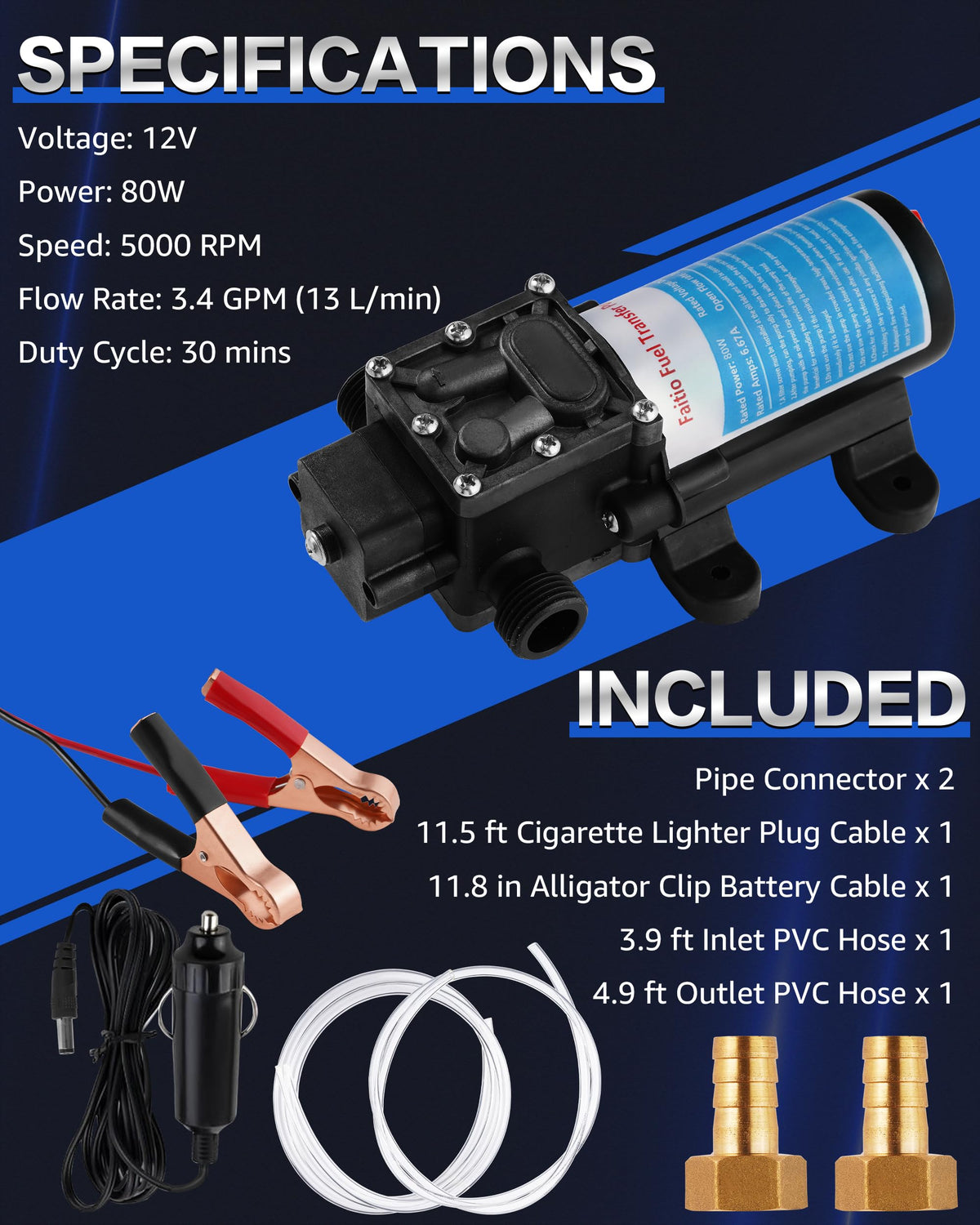 12V Gasoline Transfer Pump Set 3.4 GPM F545215