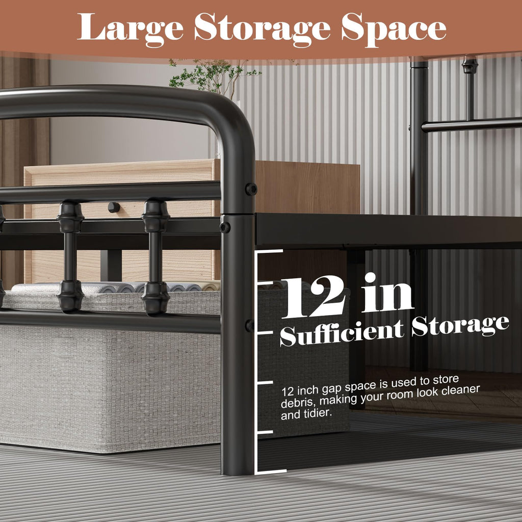 Full Size Metal Bed Frame with Headboard E3614