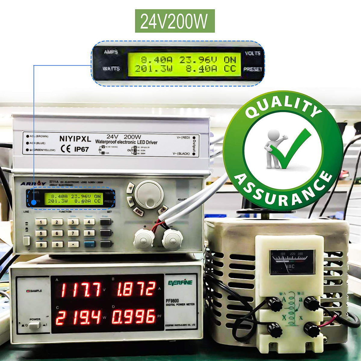 200 Watts 24V DC Waterproof IP67 LED Power Supply U47033