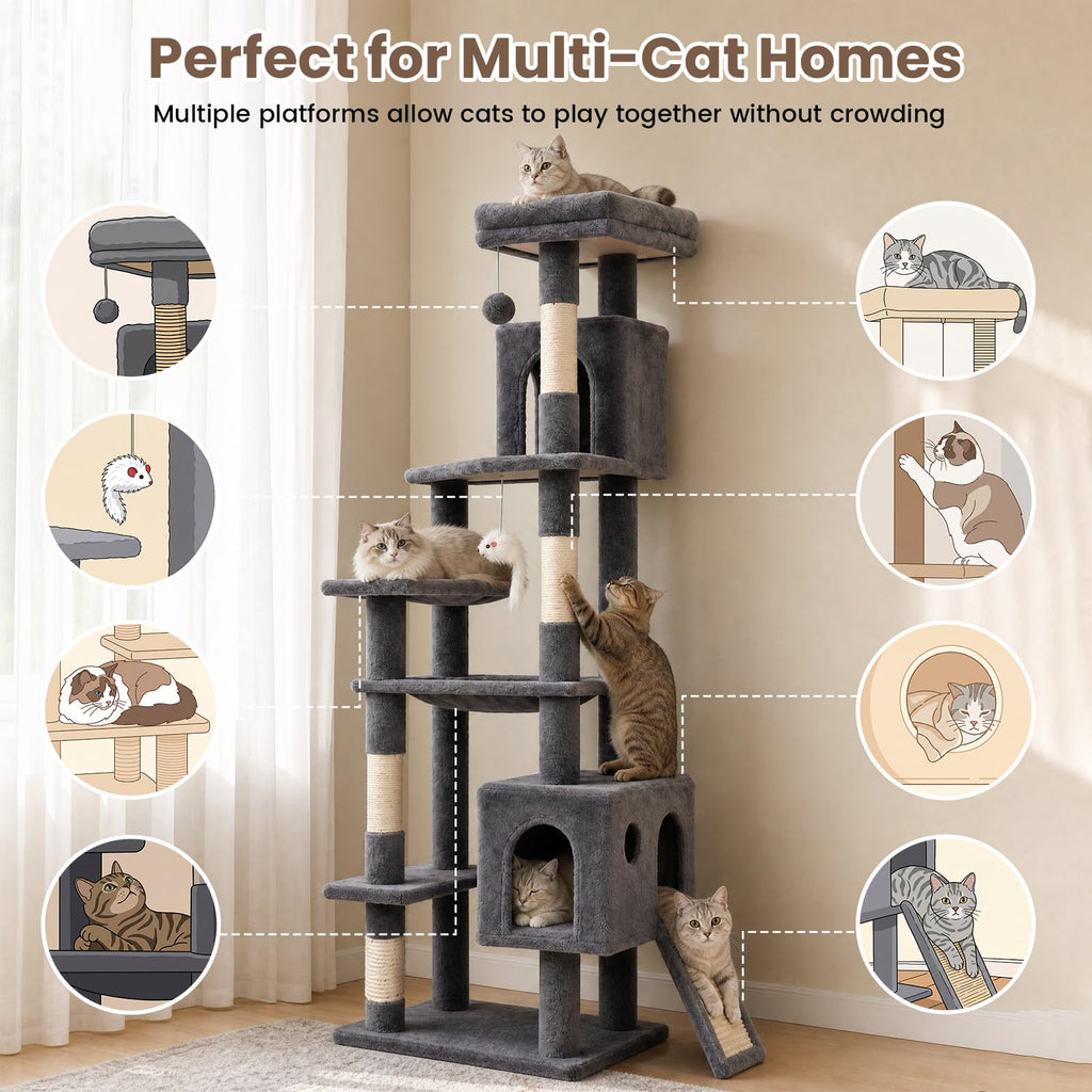70 Inches Indoor Cat Tree with Ladder H70400