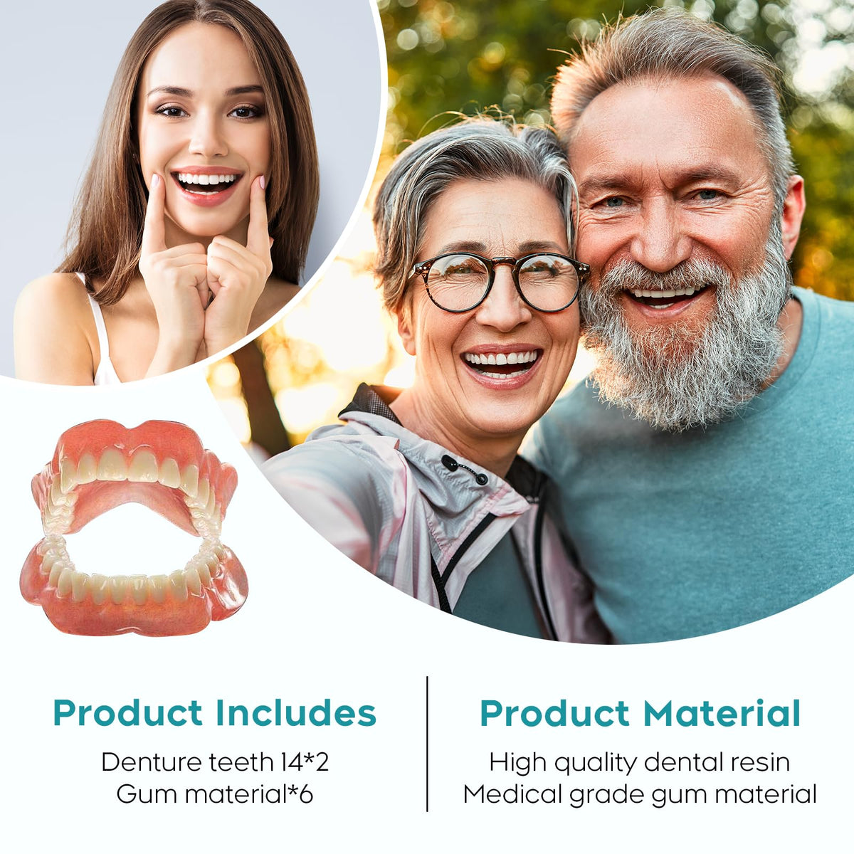 DIY Denture Kit Full Set Top & Bottom Fake Teeth T98250