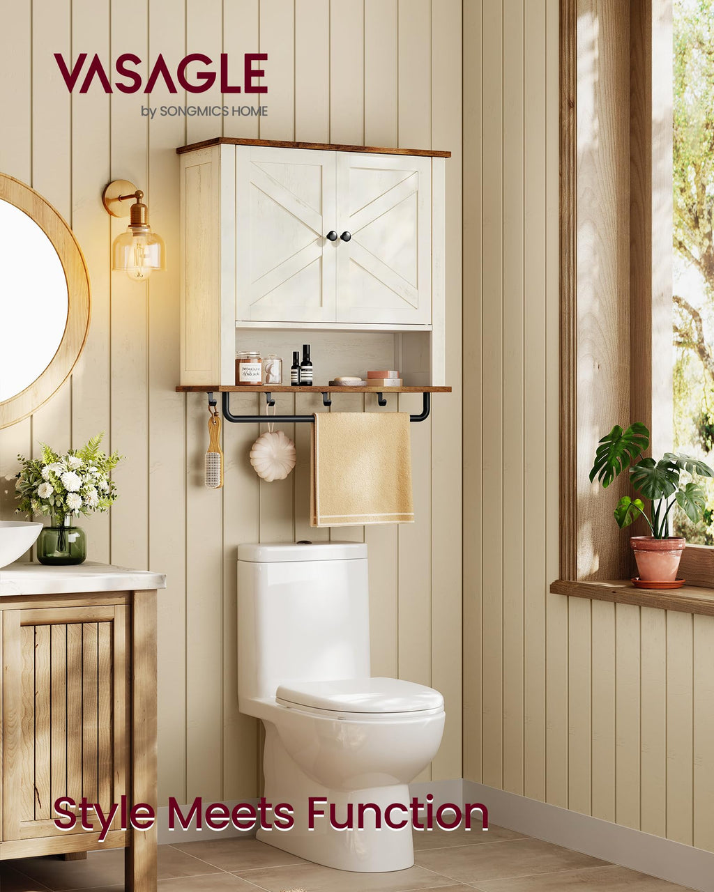 Wall-Mounted Bathroom Cabinet with Towel Bar Q15725