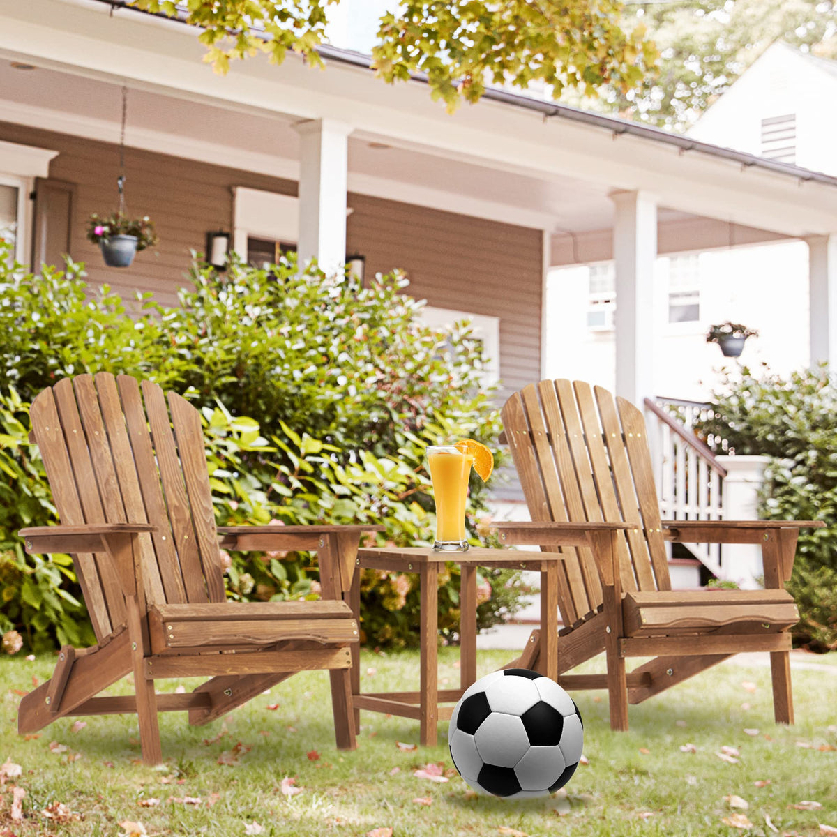 Folding Adirondack Chair Set of 2 Cedar Wood I3672