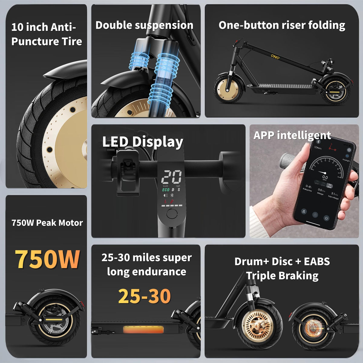 Electric Scooter with Solid Tires, Dual Suspension, Folding R5970