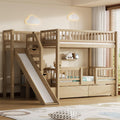 Twin Over Twin Bunk Bed with Slide and Storage Drawers D788121