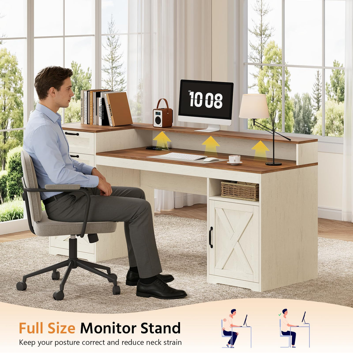 63" Computer Desk with 4 Drawers I222