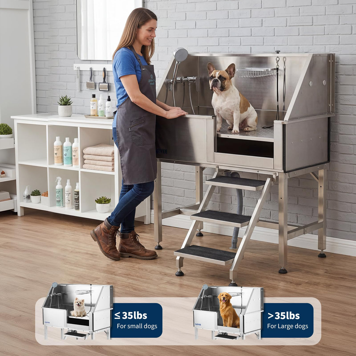 46 Inch Stainless Steel Dog Grooming Tub G628