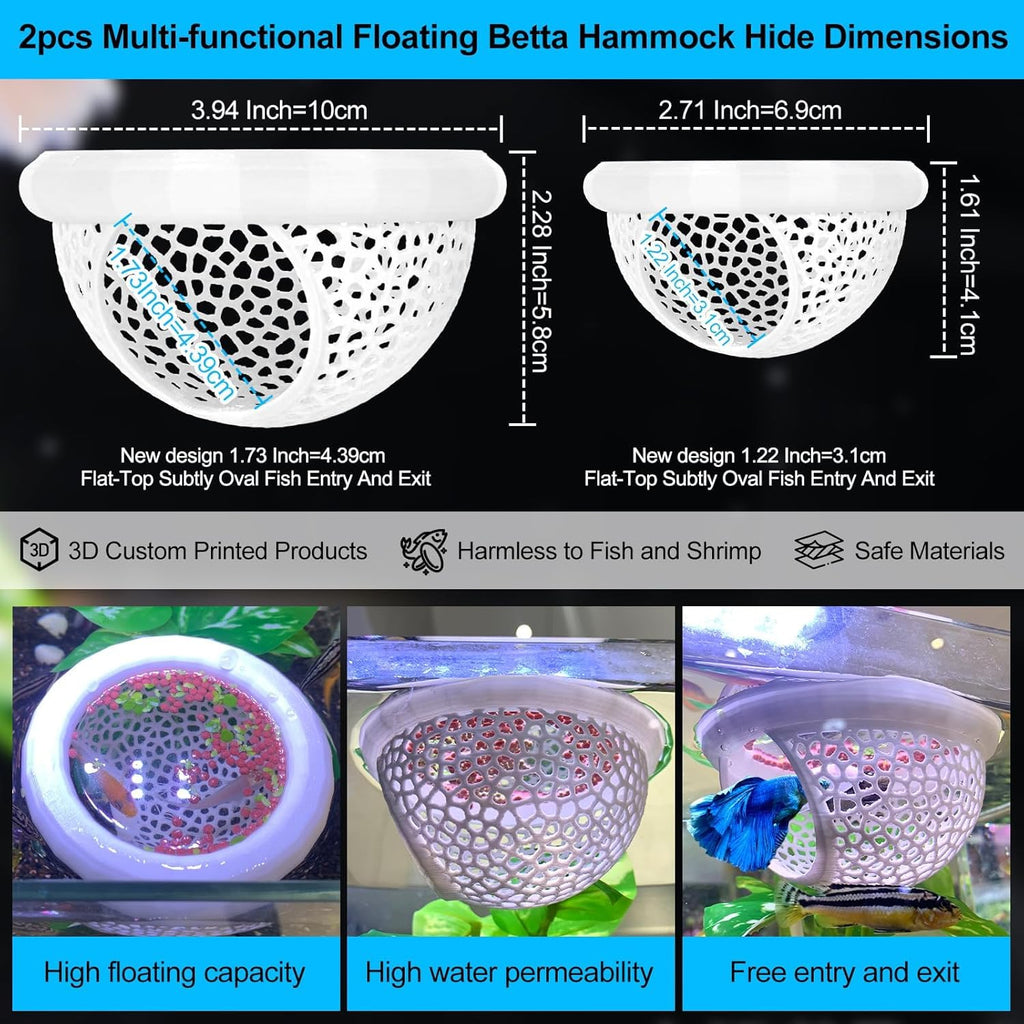 White Floating Betta Fish Hammock Bed and Hide Cave Z5178