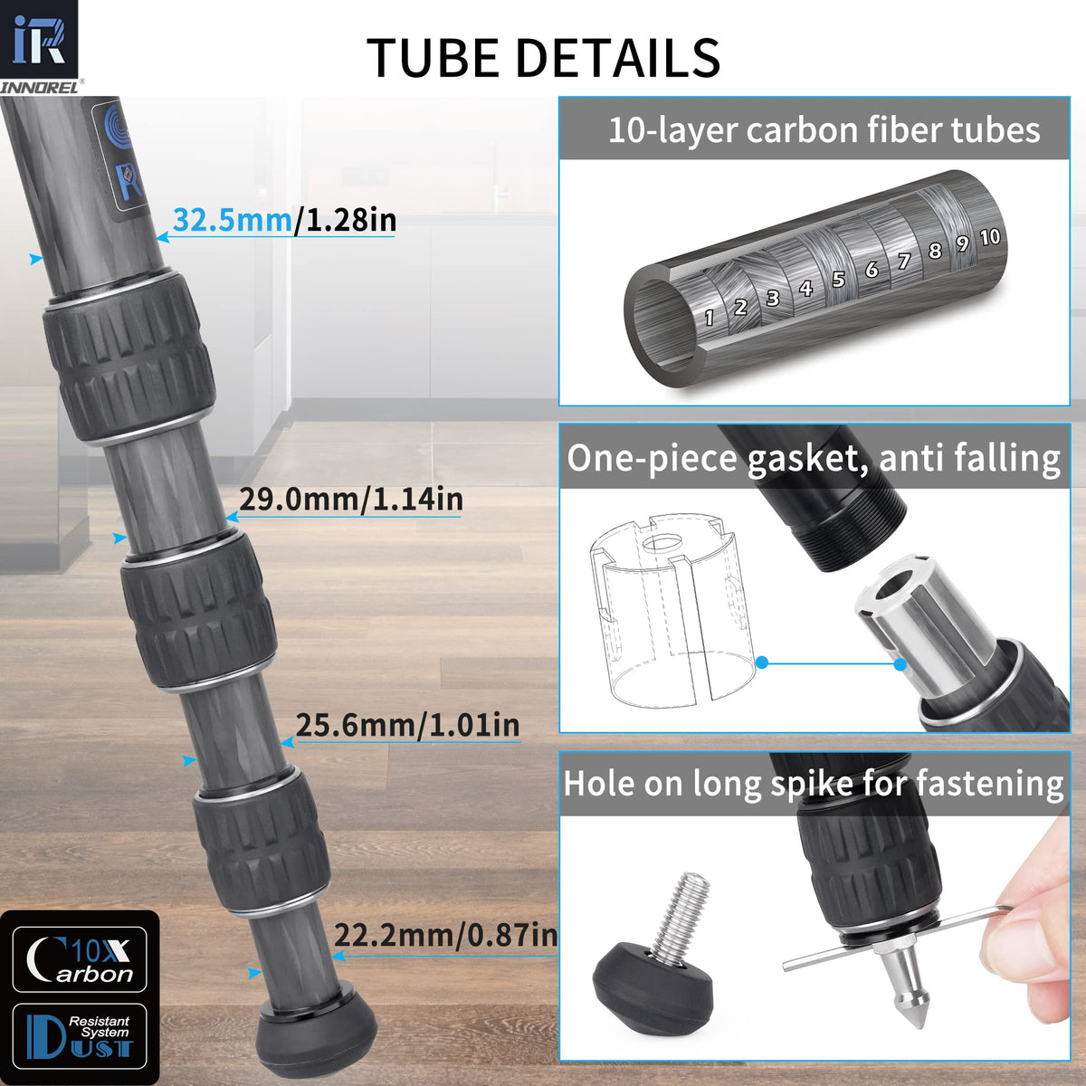 Carbon Fiber Camera Tripod with Ball Head C553