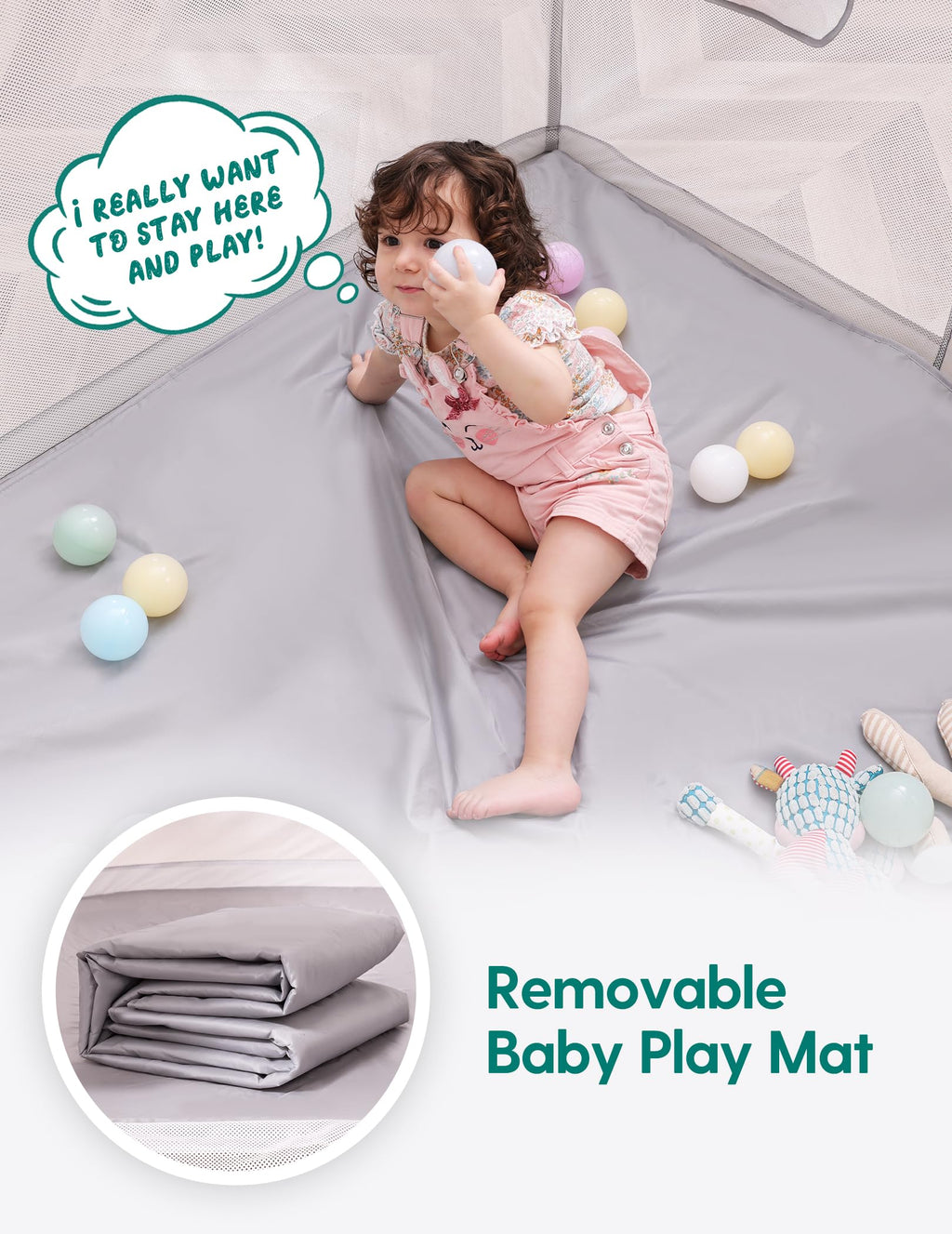 Foldable Baby Playpen with Mat U3951