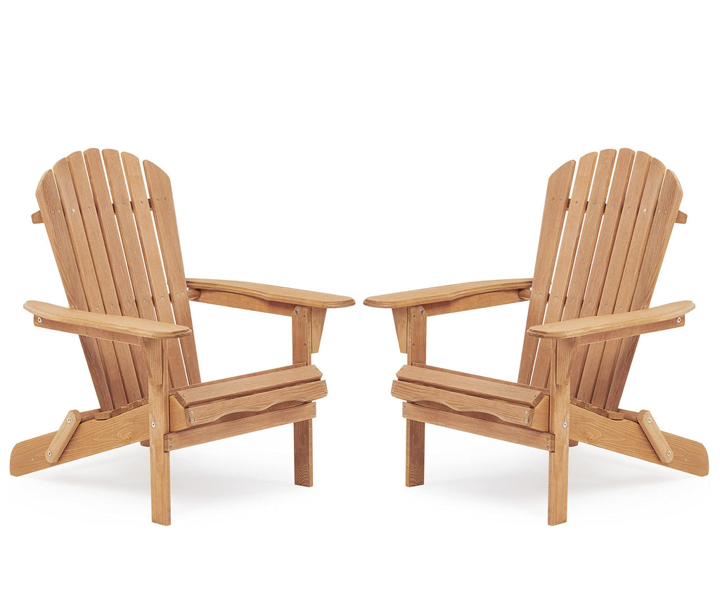 Folding Adirondack Chair Set of 2 Cedar Wood I3672
