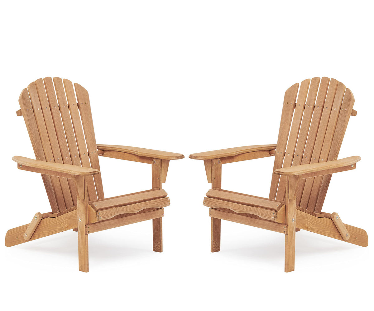 Folding Adirondack Chair Set of 2 Cedar Wood I3672