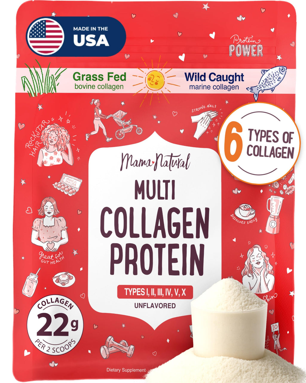Unflavored Hydrolyzed Multi Collagen Protein Powder 16 Oz I908