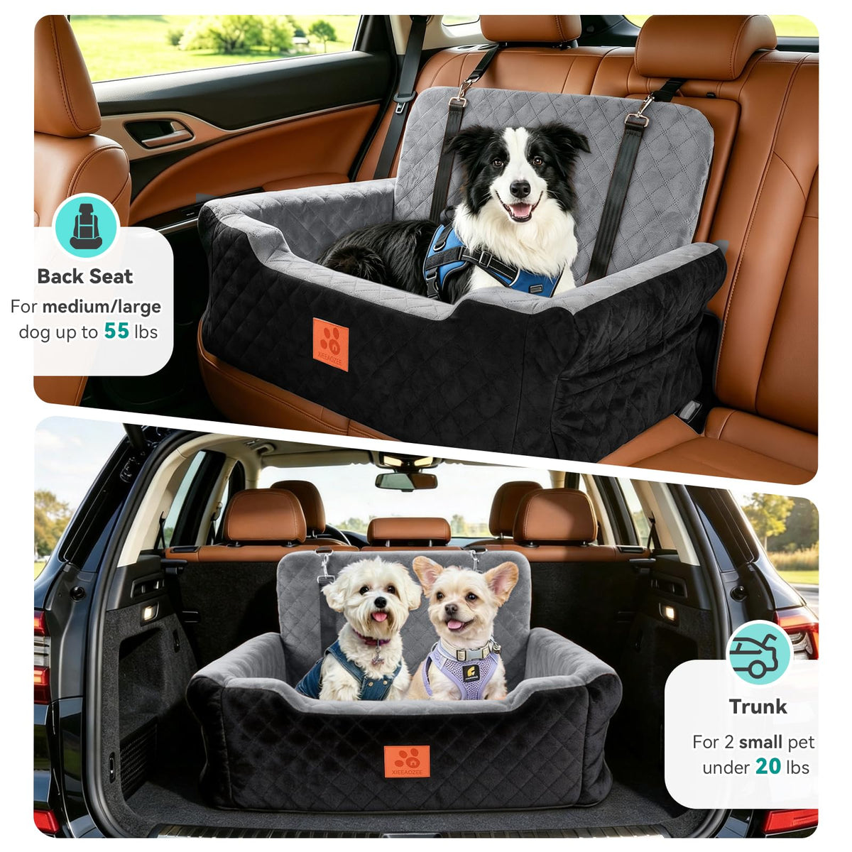 Dog Car Seat for Large/Medium Dogs Up to 55 lbs Z179