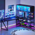 63" L Shaped Gaming Desk with Display Hutch A44018