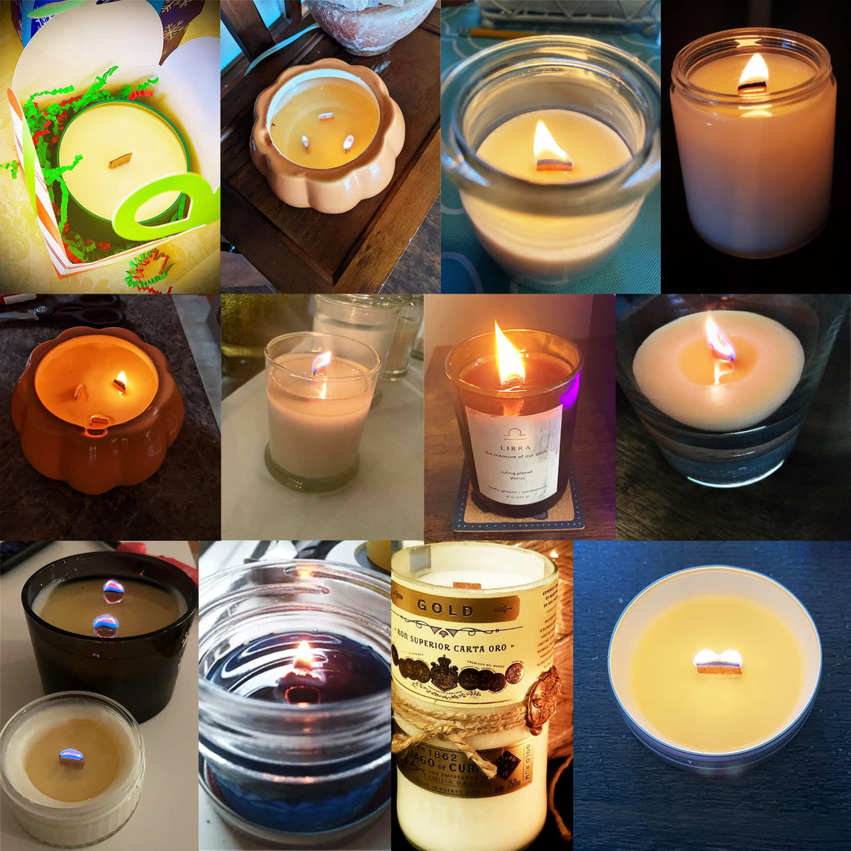 50PCS Crackling Wooden Candle Wicks with Metal Base A388