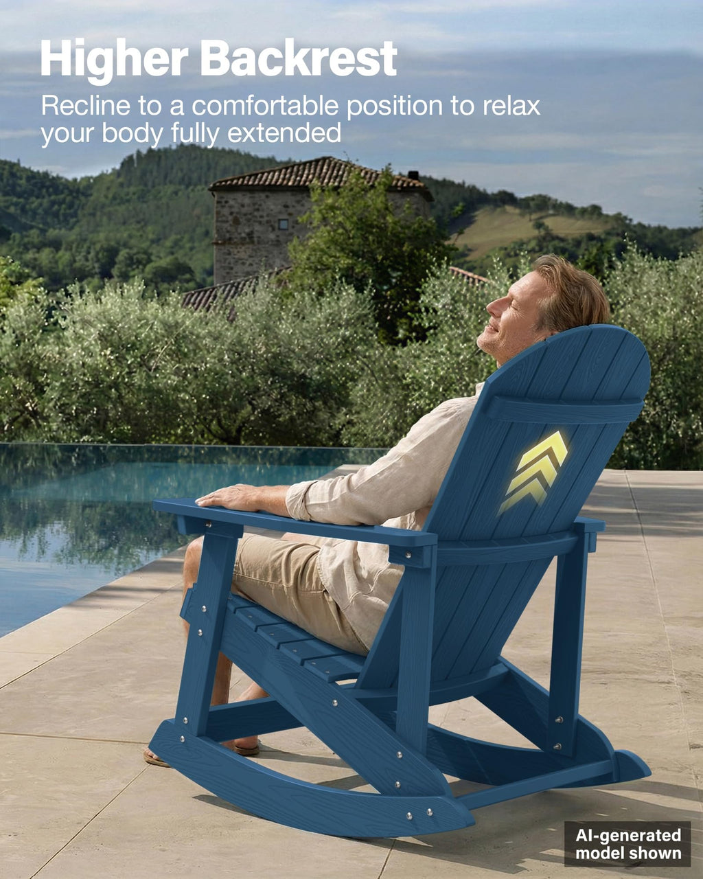 Navy Blue All-Weather Resistant Adirondack Rocking Chair Set of 2 R157073