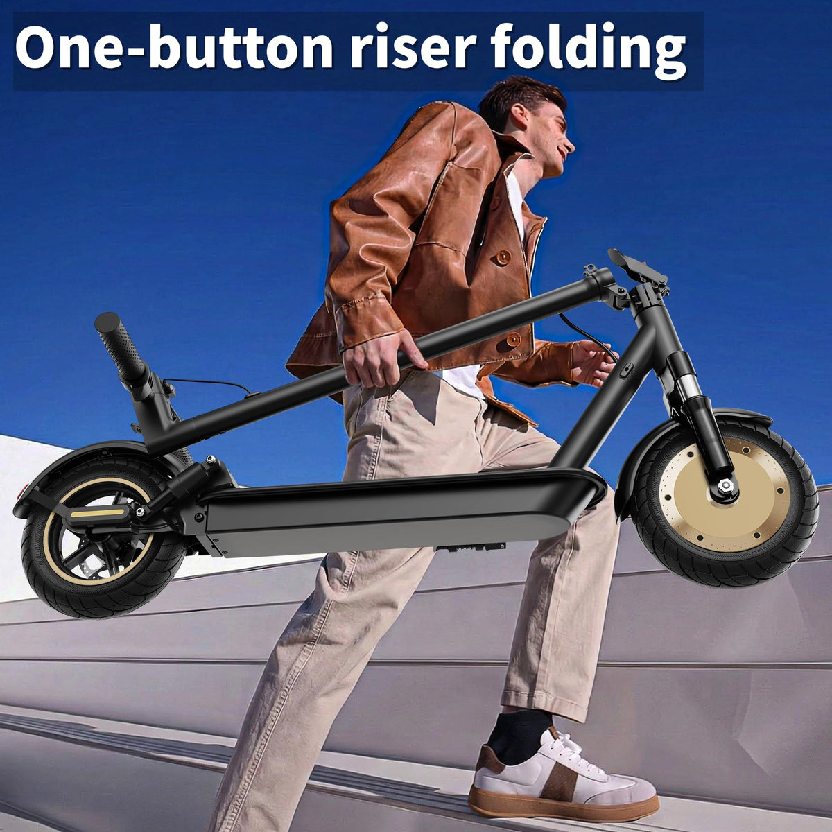 Electric Scooter with Solid Tires, Dual Suspension, Folding R5970