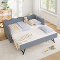 Blue Linen Upholstered Twin Daybed with Trundle V340