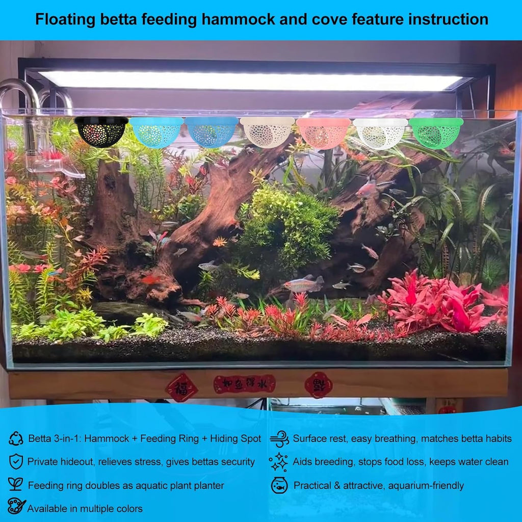 White Floating Betta Fish Hammock Bed and Hide Cave Z5178