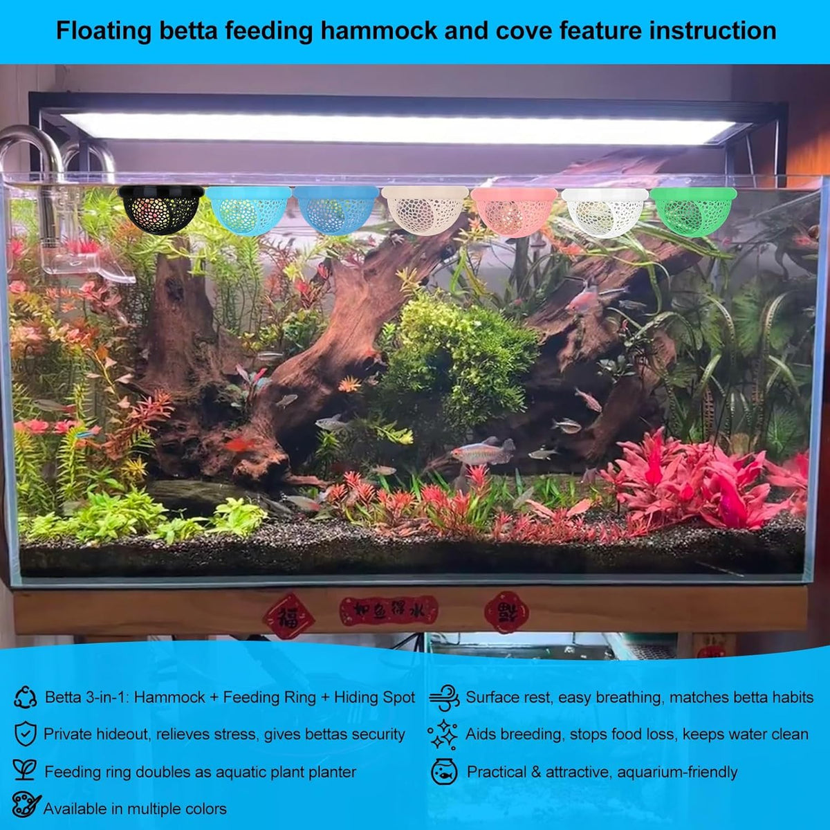 White Floating Betta Fish Hammock Bed and Hide Cave Z5178