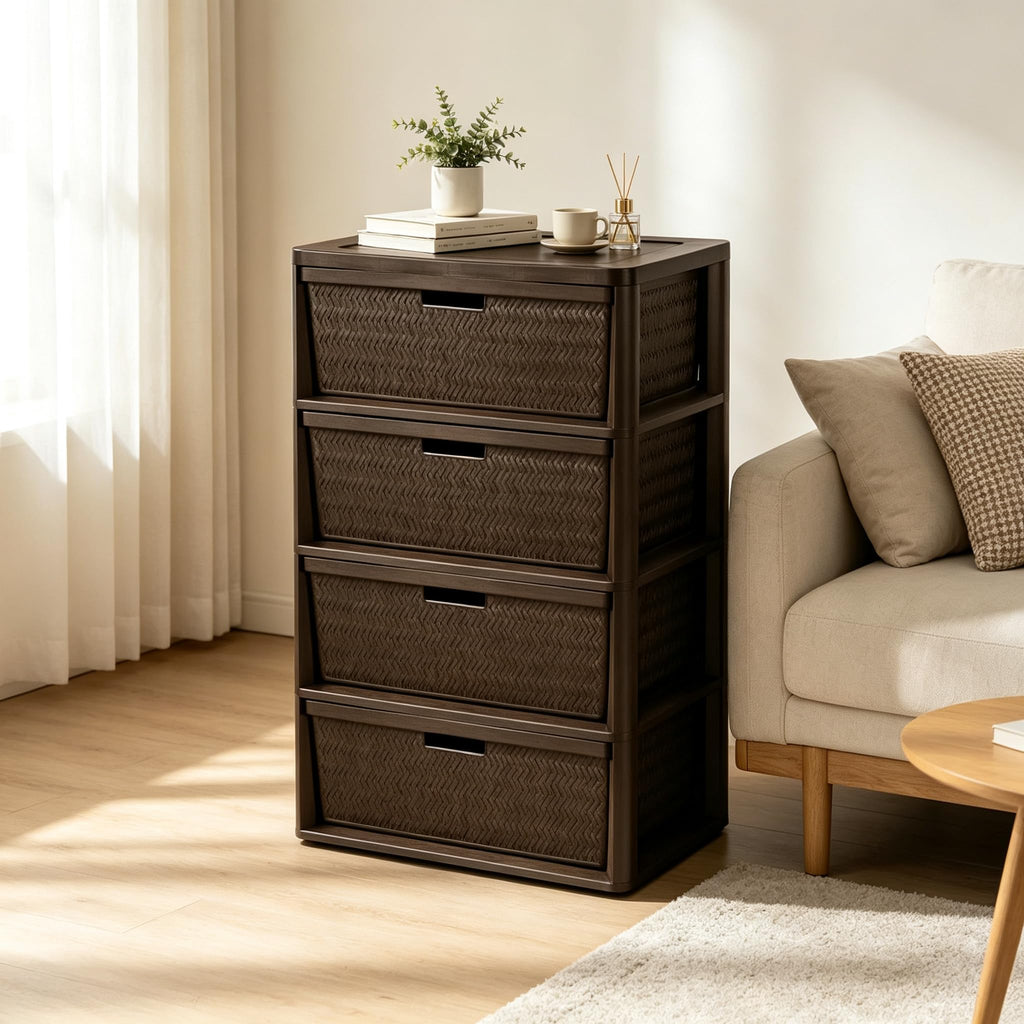 Brown 4 Drawer Storage Tower V733