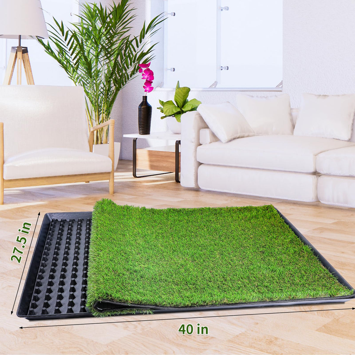 Dog Grass Pad with Tray 40''X27.5'' Artificial Turf Potty I699