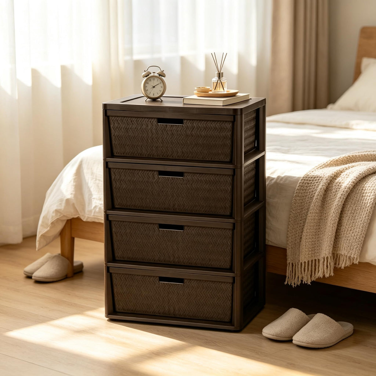 Brown 4 Drawer Storage Tower V733