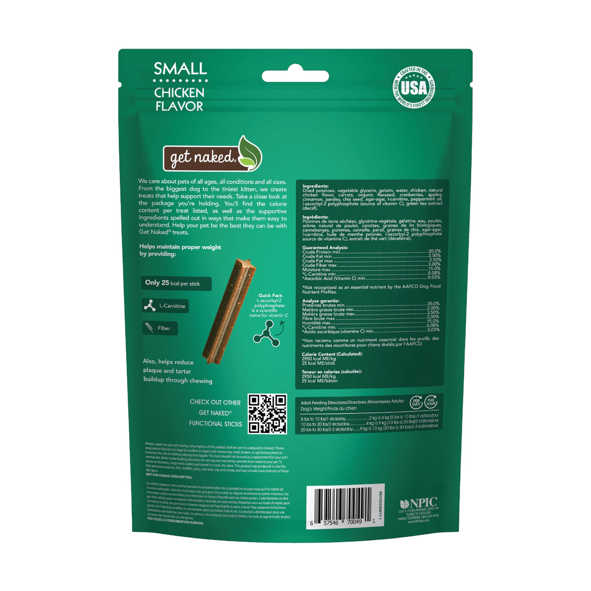Grain-Free Dental Chew Sticks for Small Dogs, 6.2 oz I638