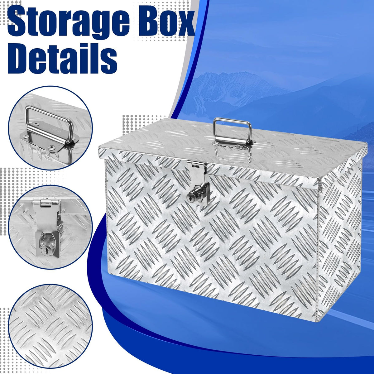 16 Inch Aluminum Waterproof Truck Bed Toolbox with Lock and Keys N503