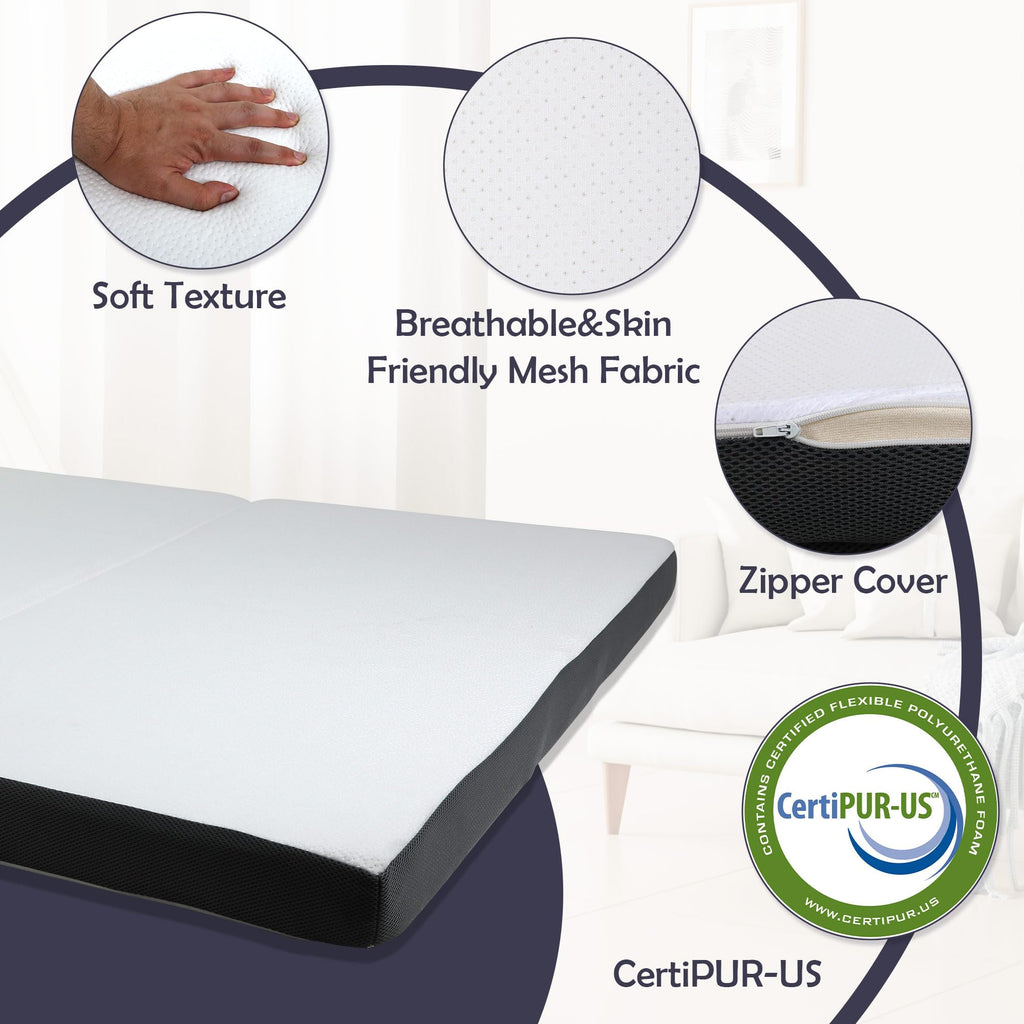 Memory Foam Folding Mattress Full 3 Inch Trifold with Washable Cover M208691