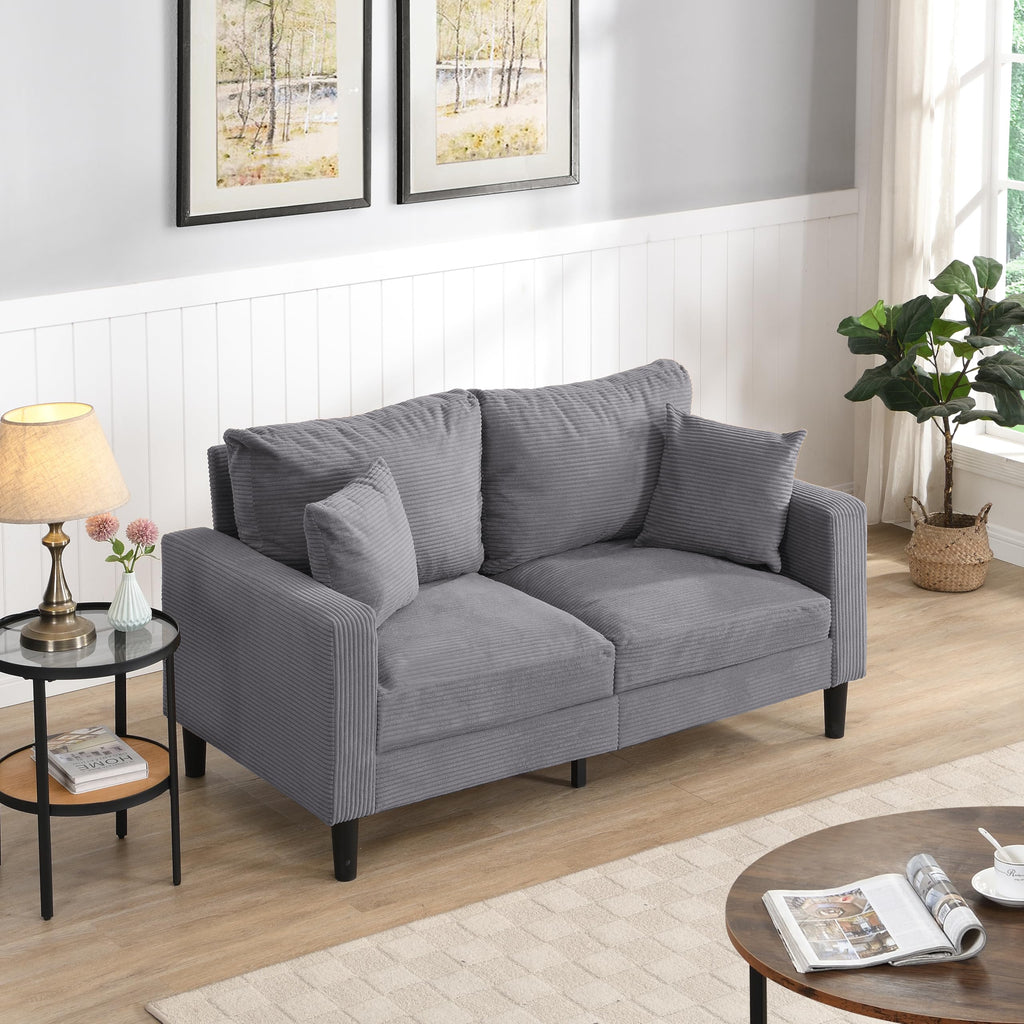 Light Gray Upholstered 2 Seat Loveseat Sofa O21629