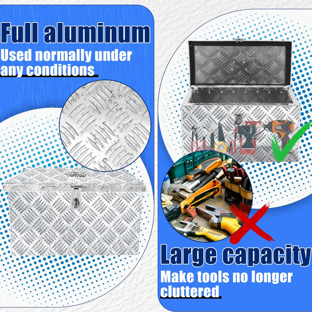 16 Inch Aluminum Waterproof Truck Bed Toolbox with Lock and Keys N503