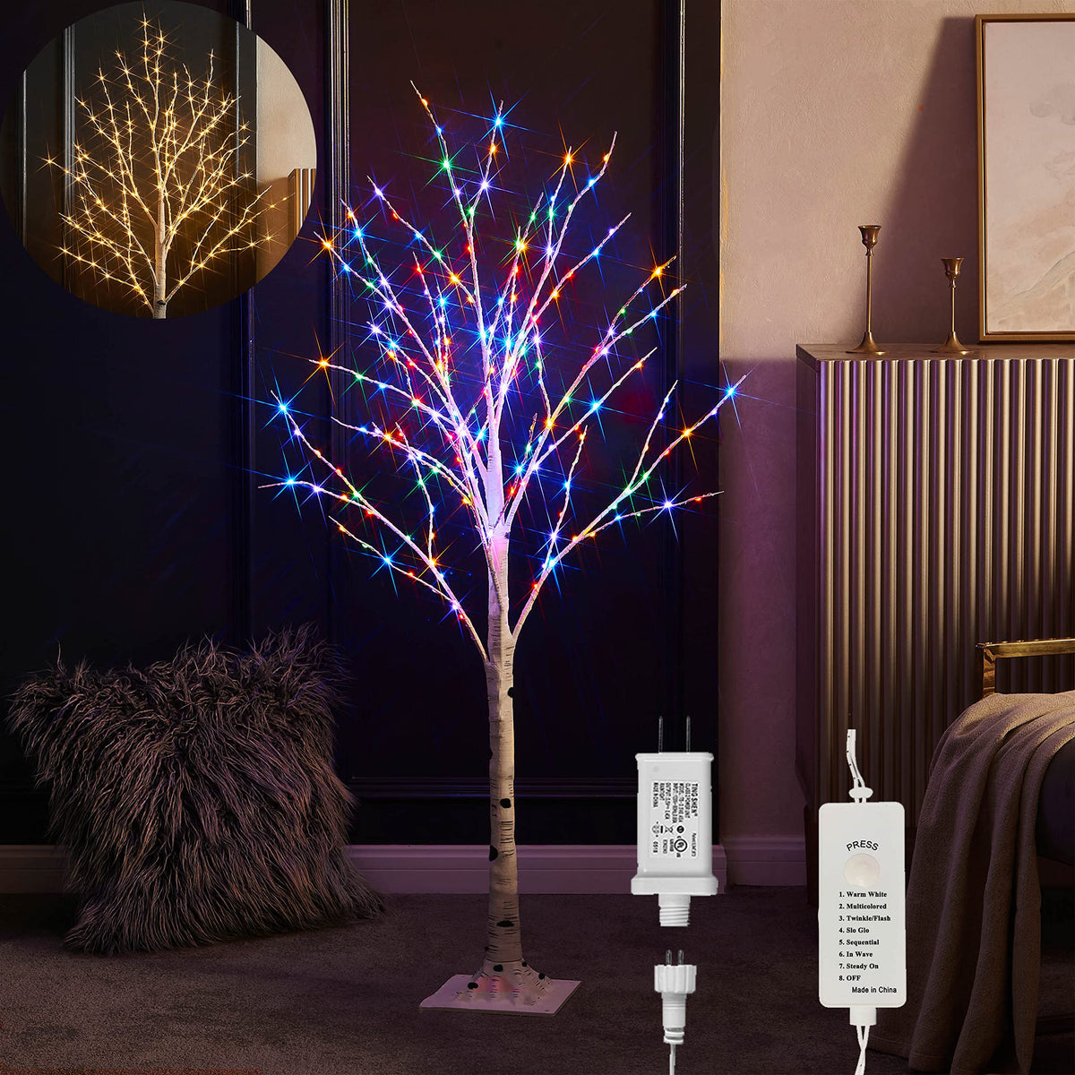 4FT Lighted Twig Birch Tree with 200 LED Lights Z6172