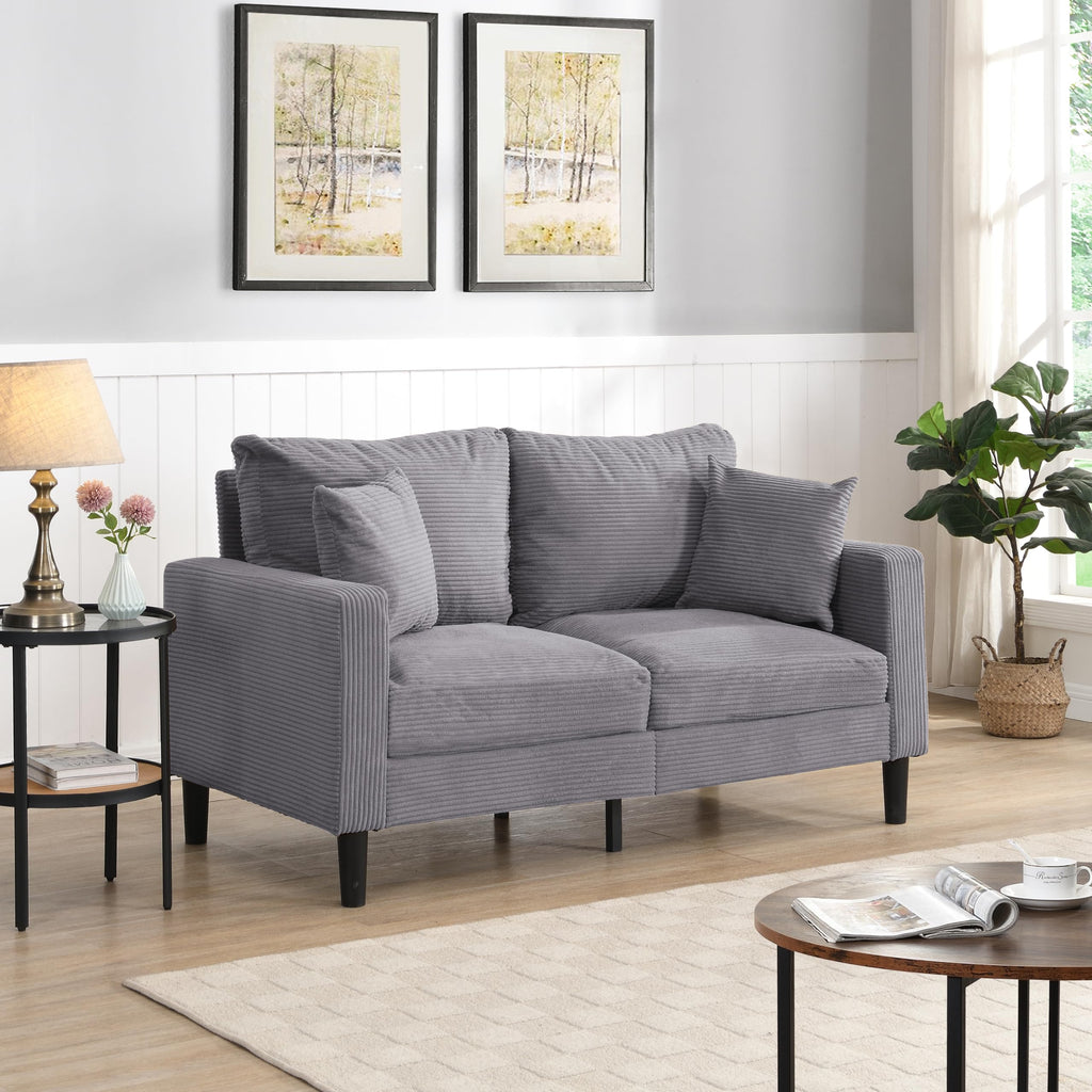 Light Gray Upholstered 2 Seat Loveseat Sofa O21629