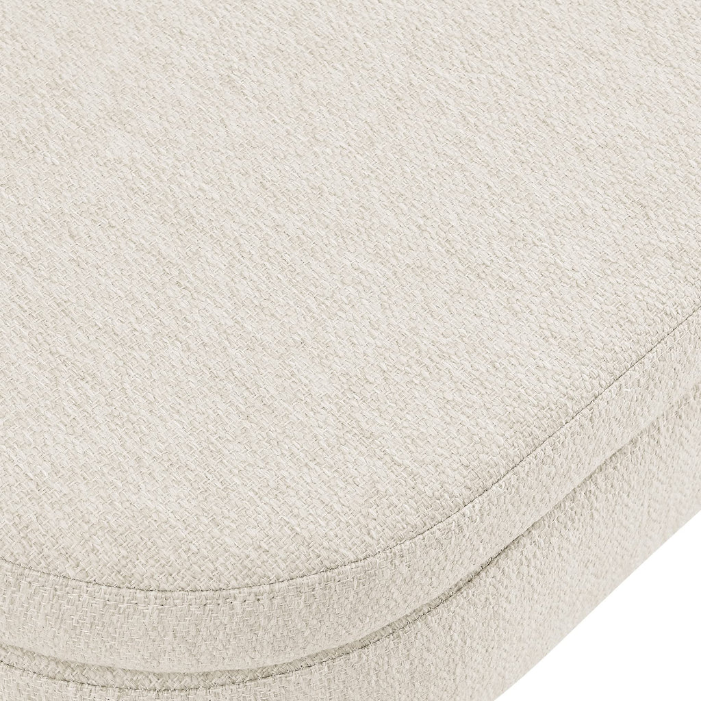 Beige Oval Storage Ottoman Bench with Rubber Wood Legs F934