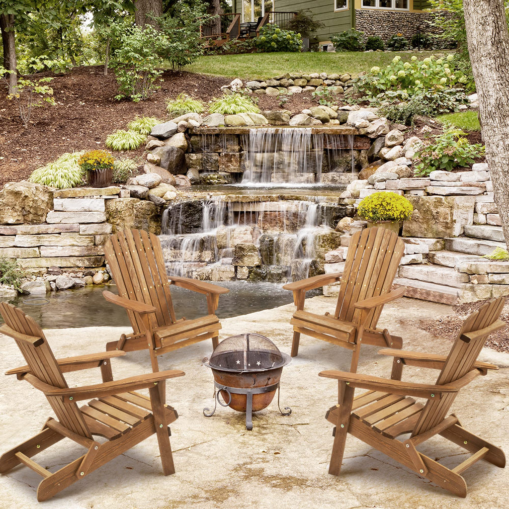 Folding Adirondack Chair Set of 2 Cedar Wood I3672