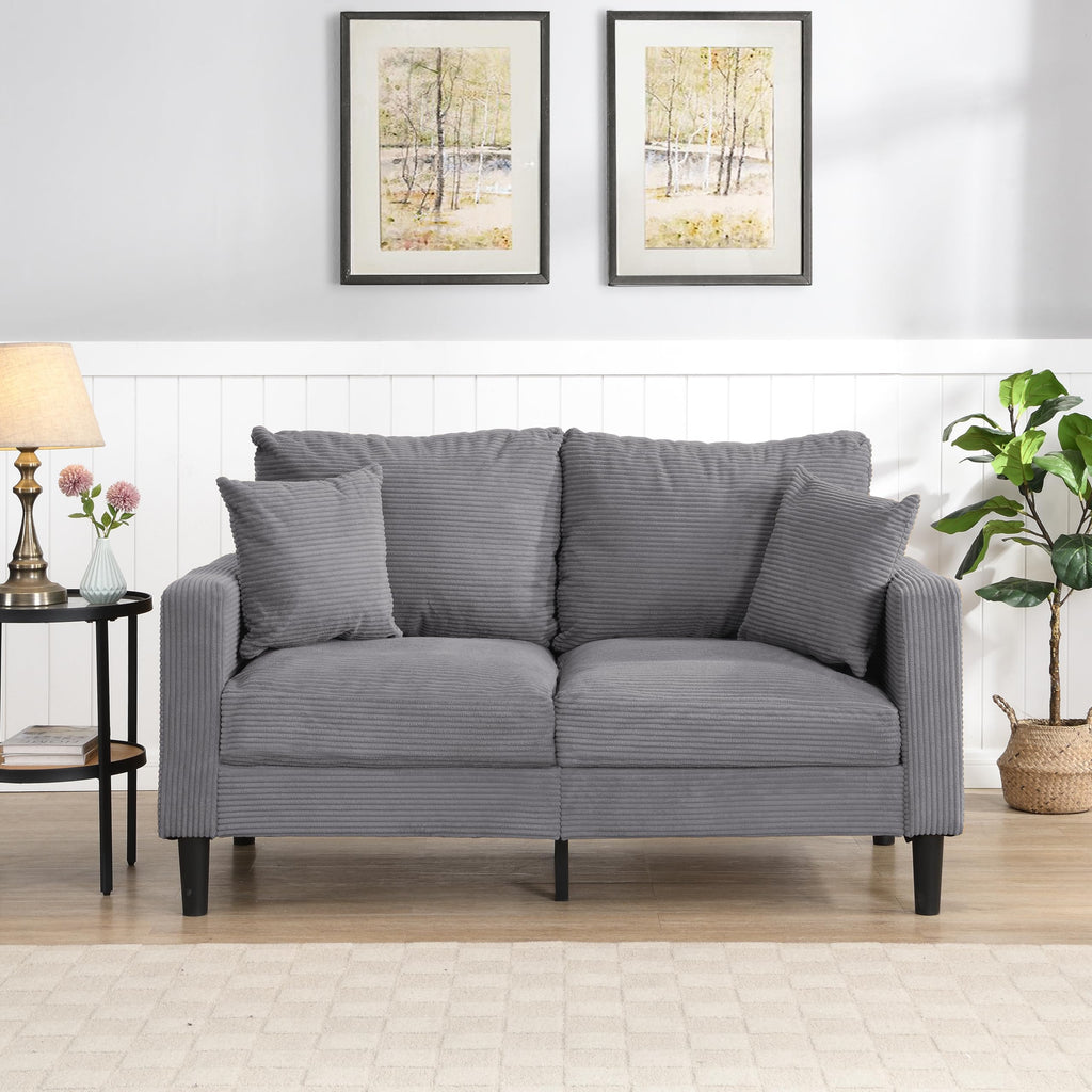 Light Gray Upholstered 2 Seat Loveseat Sofa O21629