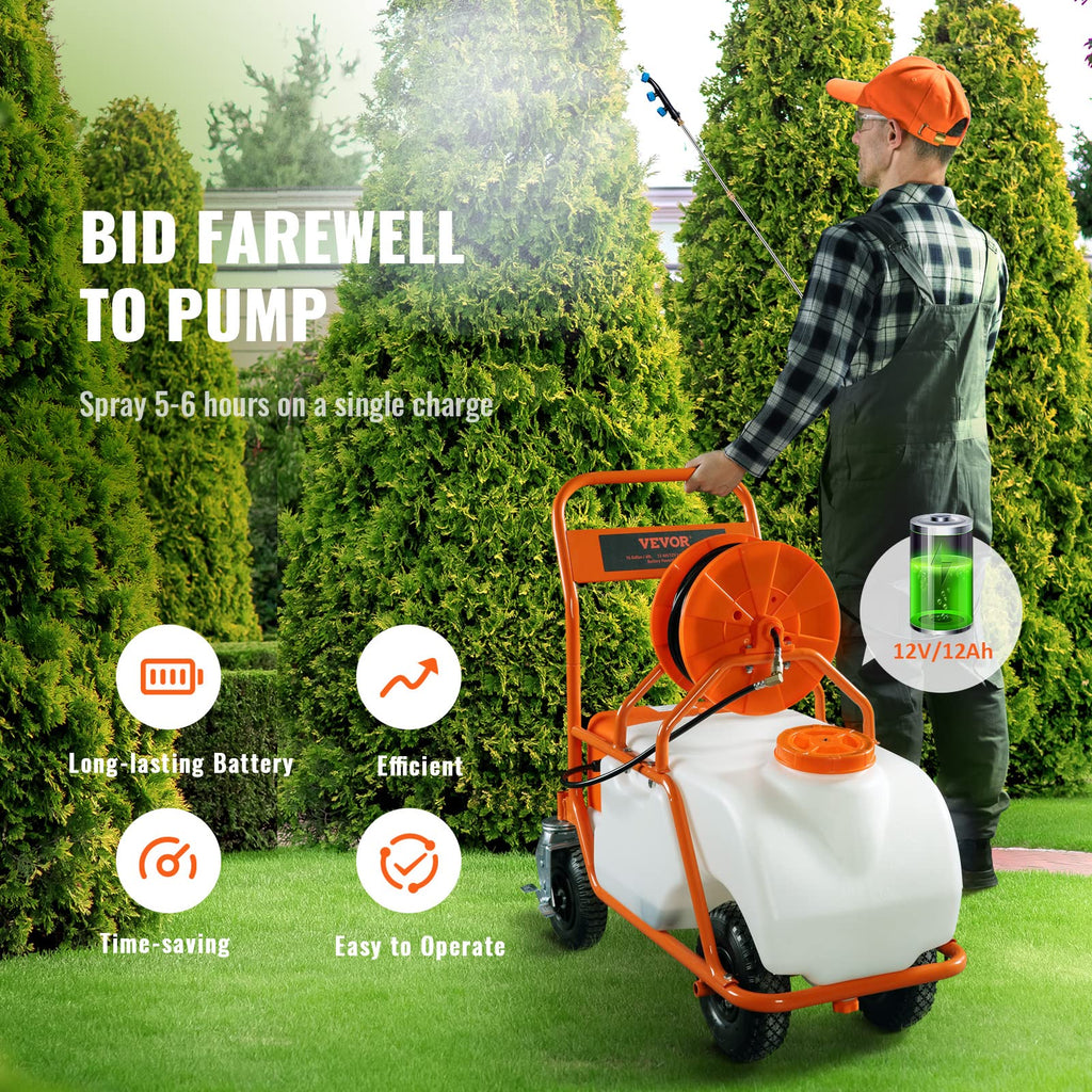 15 Gallon Battery Powered Garden Weed Sprayer with Surfactant J723