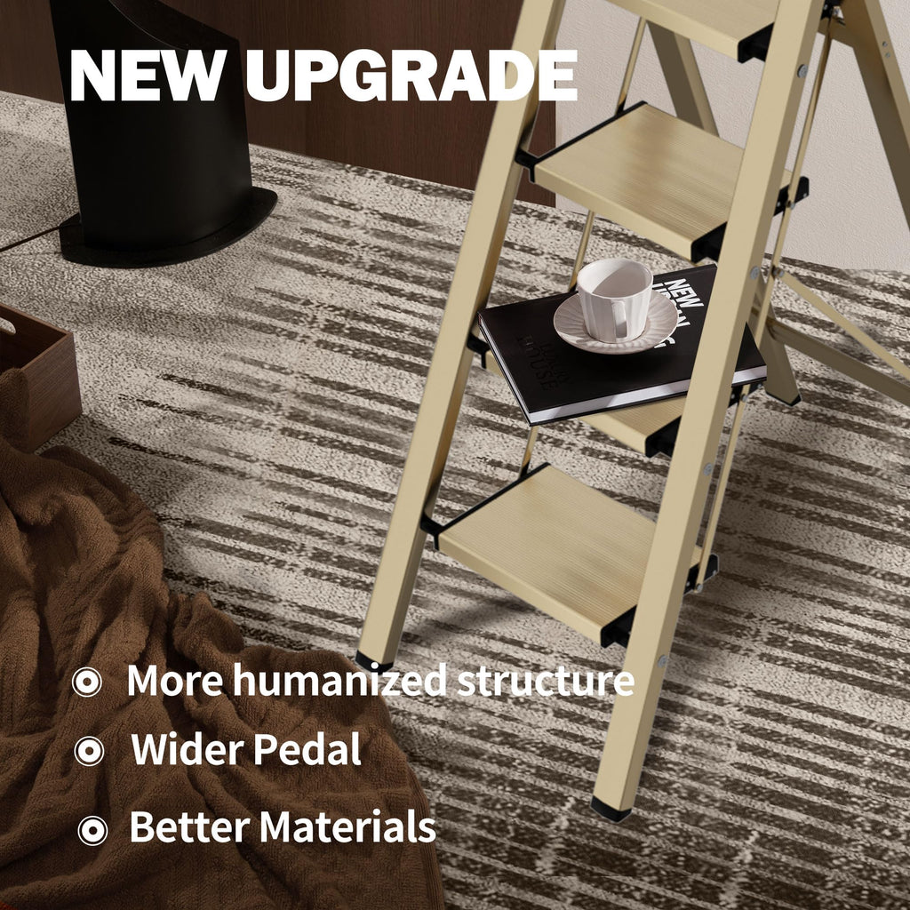 4 Step Lightweight Folding Ladder with Handgrip 330lbs Capacity Q79757